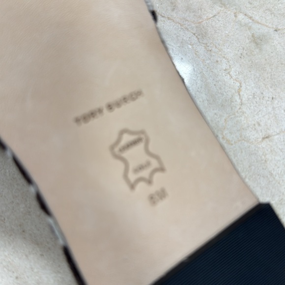 TORY BURCH ELEANOR SLIDE GOAT AND PATENT LEATHER W/LEOPARD PRINT STRAP SIZE 8 - Picture 11 of 13